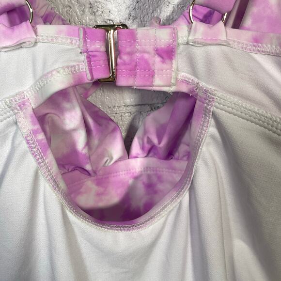 California Sunshine Juniors' Plus Size Tie-Dyed One-Piece Keyhole Swimsuit 0 - Picture 6 of 12